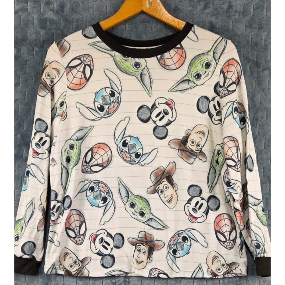 Disney 100th Anniversary Mickey Grogu Woody Spider-Man Stitch Long Sleeve Shirt!